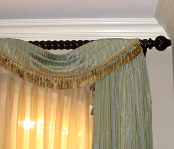 Braided Wood Pole with Swags and Tassels